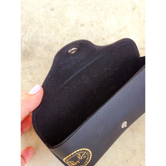 Ray Ban Luxottica Leather Sunglasses Case Black With Gold Logo Stamp - Picture 3 of 6